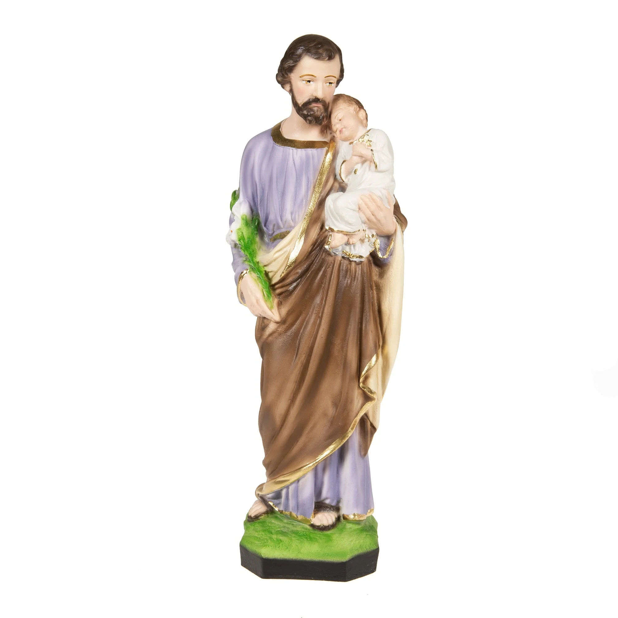 Italian St. Joseph Statue with Color Finish - 11.8"