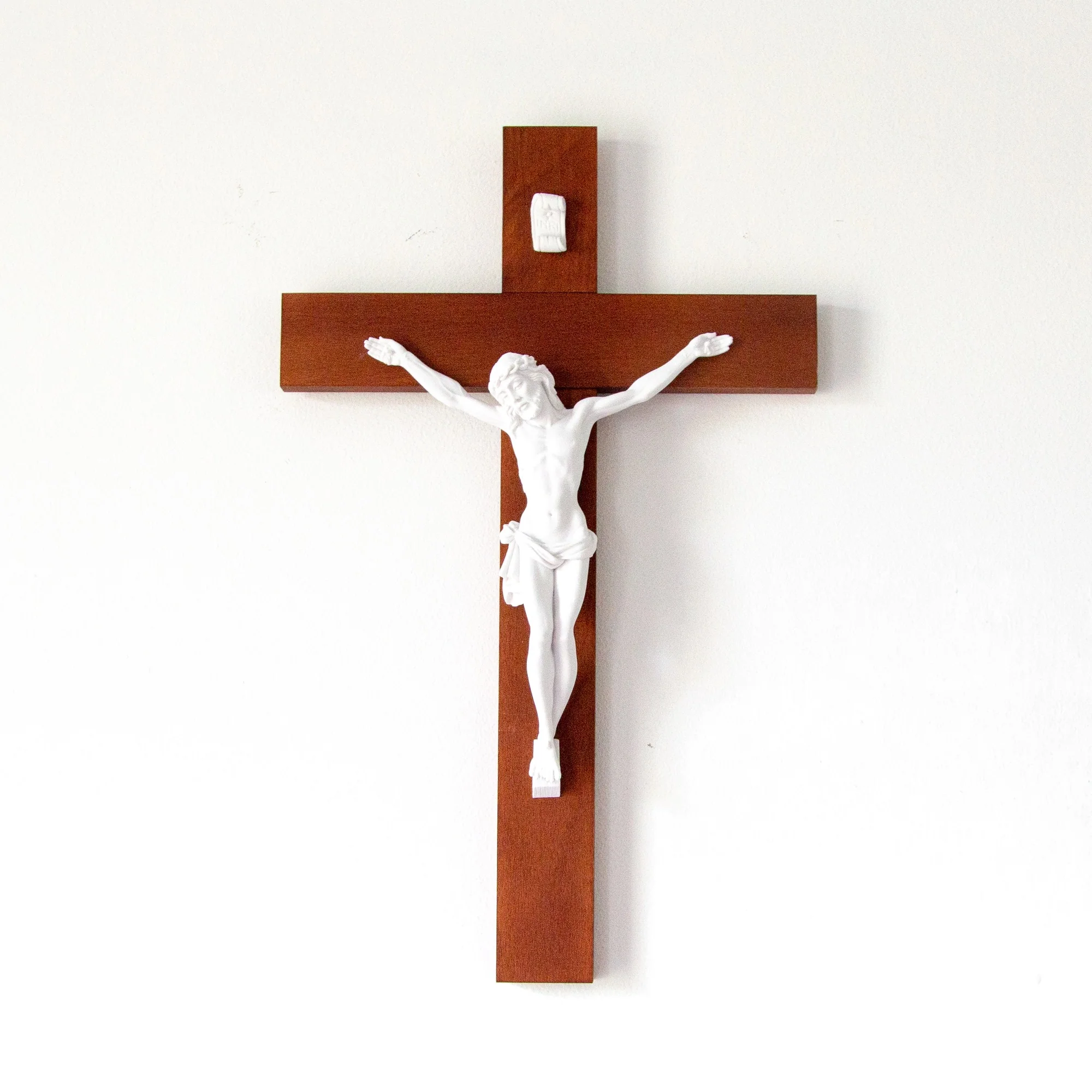 Italian Wood Crucifix with Alabaster Corpus