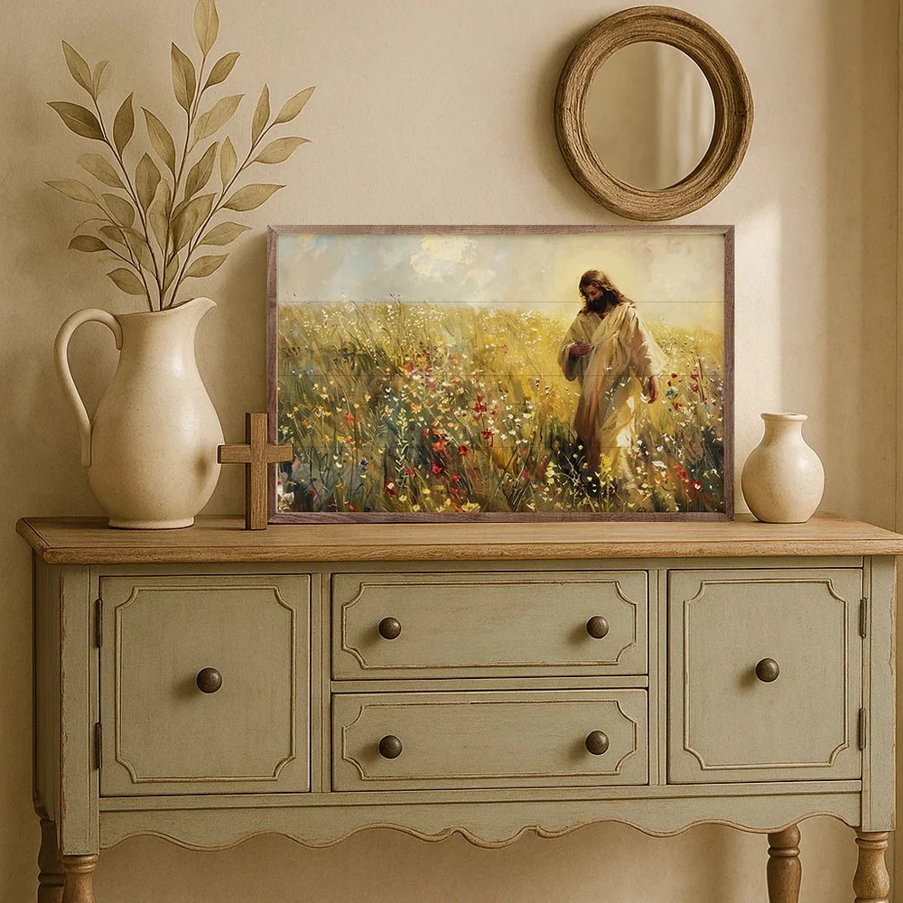 Jesus Among Wildflowers Framed Art