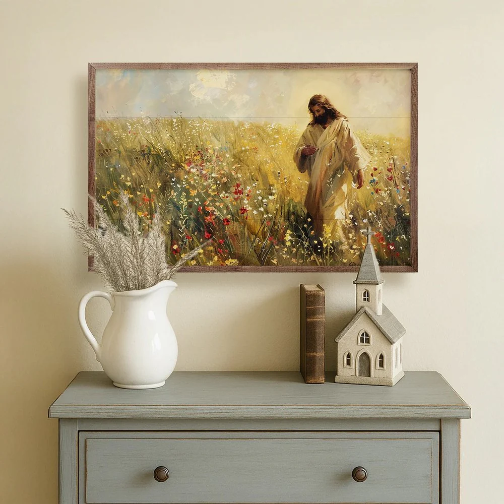 Jesus Among Wildflowers Framed Art - Image 2