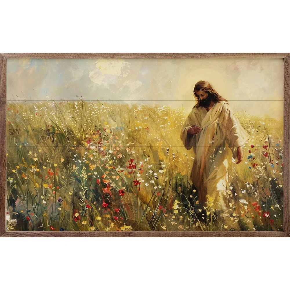 Jesus Among Wildflowers Framed Art - Image 3