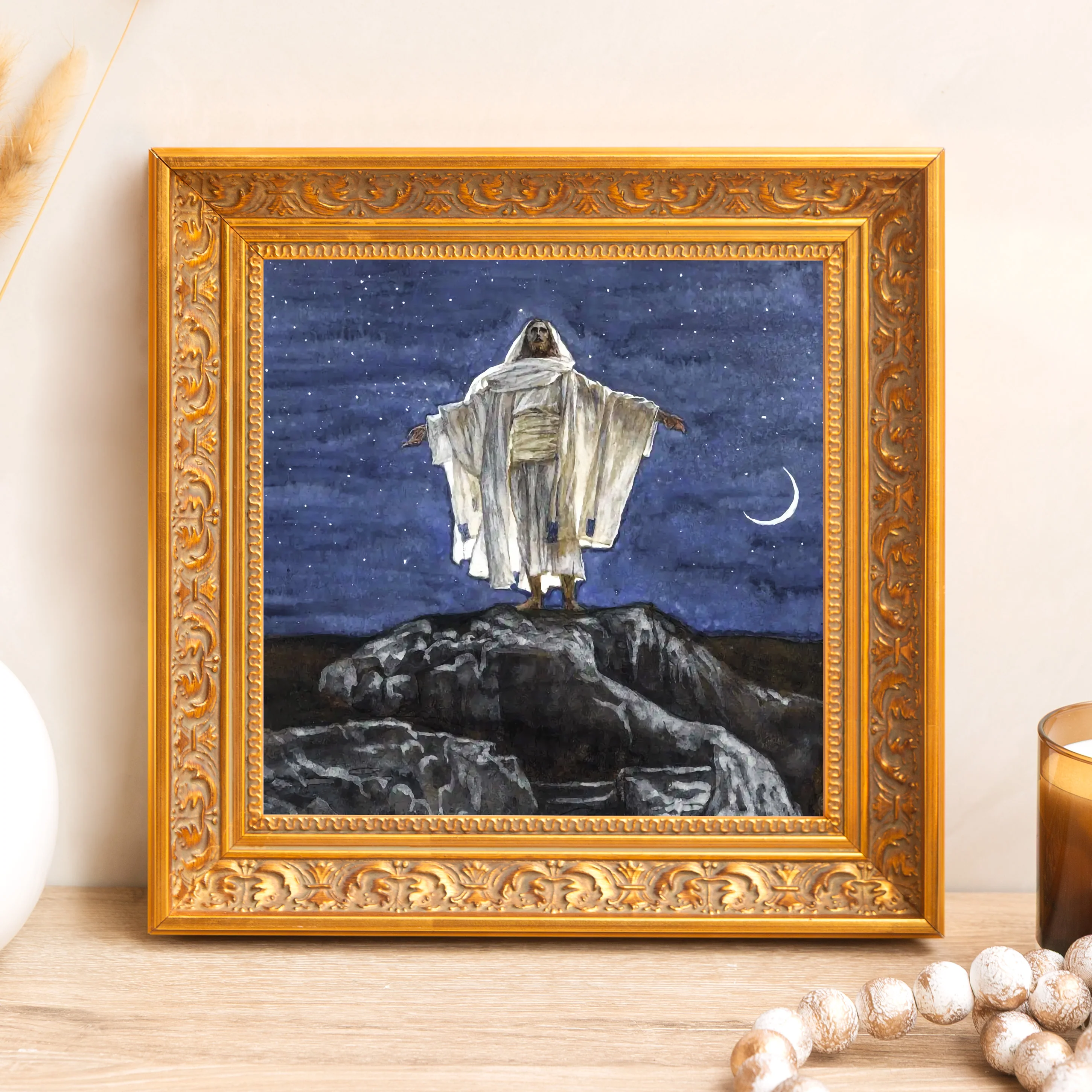 Jesus on the Mountaintop Framed Canvas - Sacred Mini Collection - Image 4