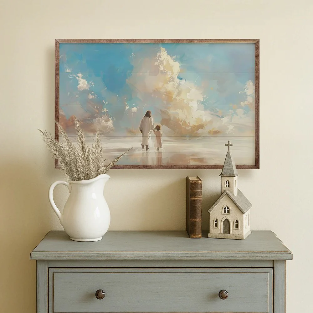 Jesus Walking with Little Boy Framed Art - Image 2