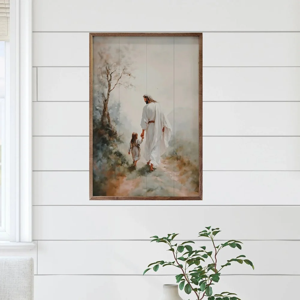 Jesus Walking with Little Girl Framed Art - Image 2