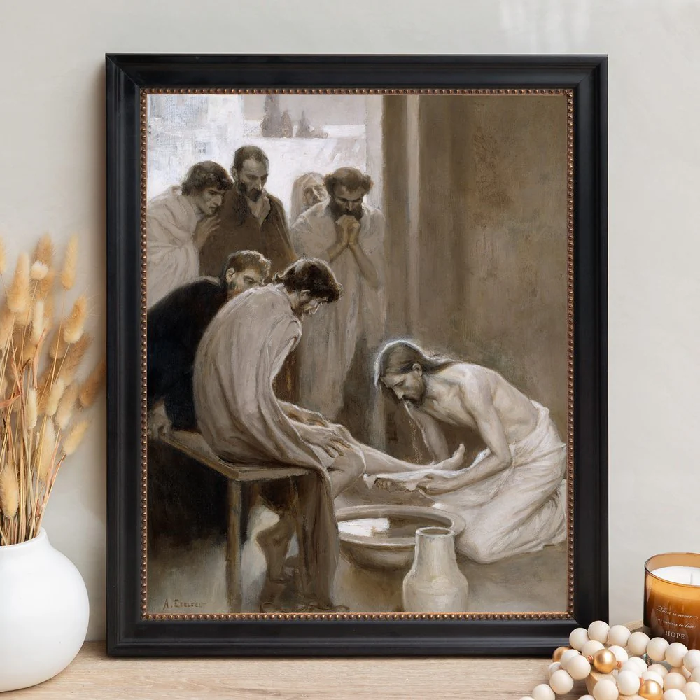 Jesus Washing the Feet of His Disciples Framed Canvas - Sacred Signature Collection - Image 6