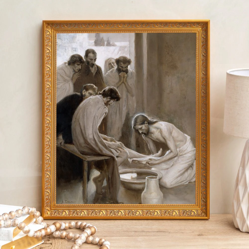 Jesus Washing the Feet of His Disciples Framed Canvas - Sacred Signature Collection - Image 8