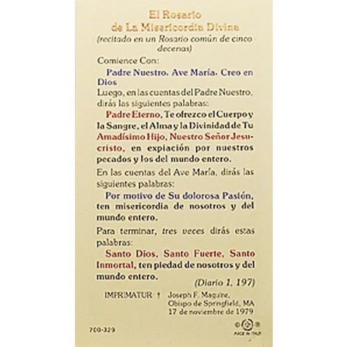 La Coronilla de la Divina Misericordia (The Divine Mercy Chaplet) – Spanish Prayer Card - Image 2