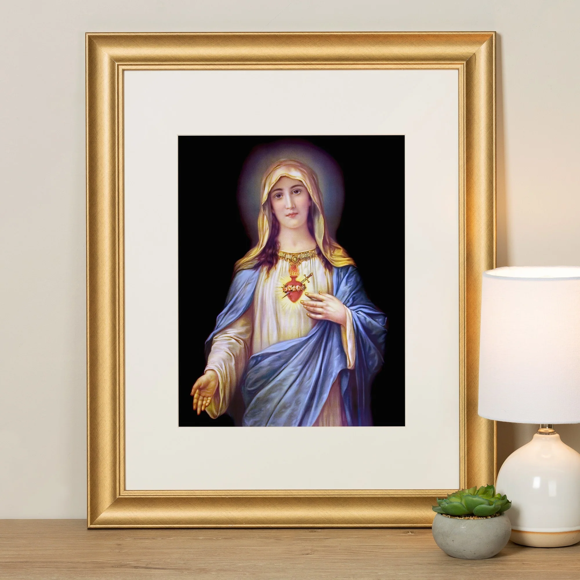 Large Immaculate Heart of Mary Gold Framed Print - Image 3