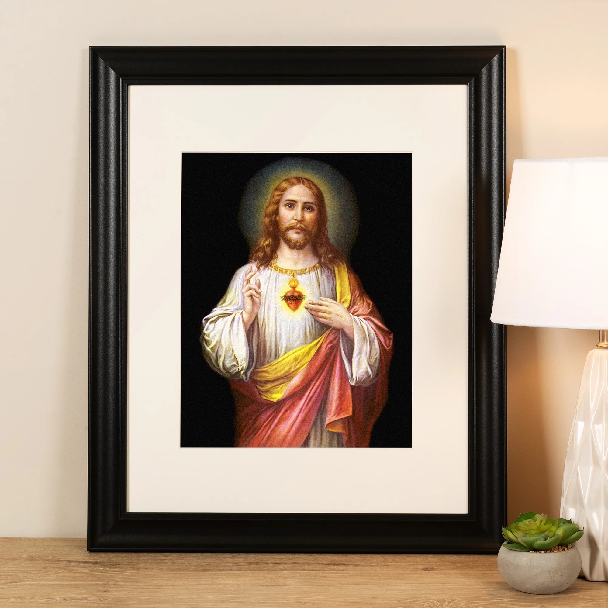 Large Sacred Heart of Jesus Framed Print - Image 2