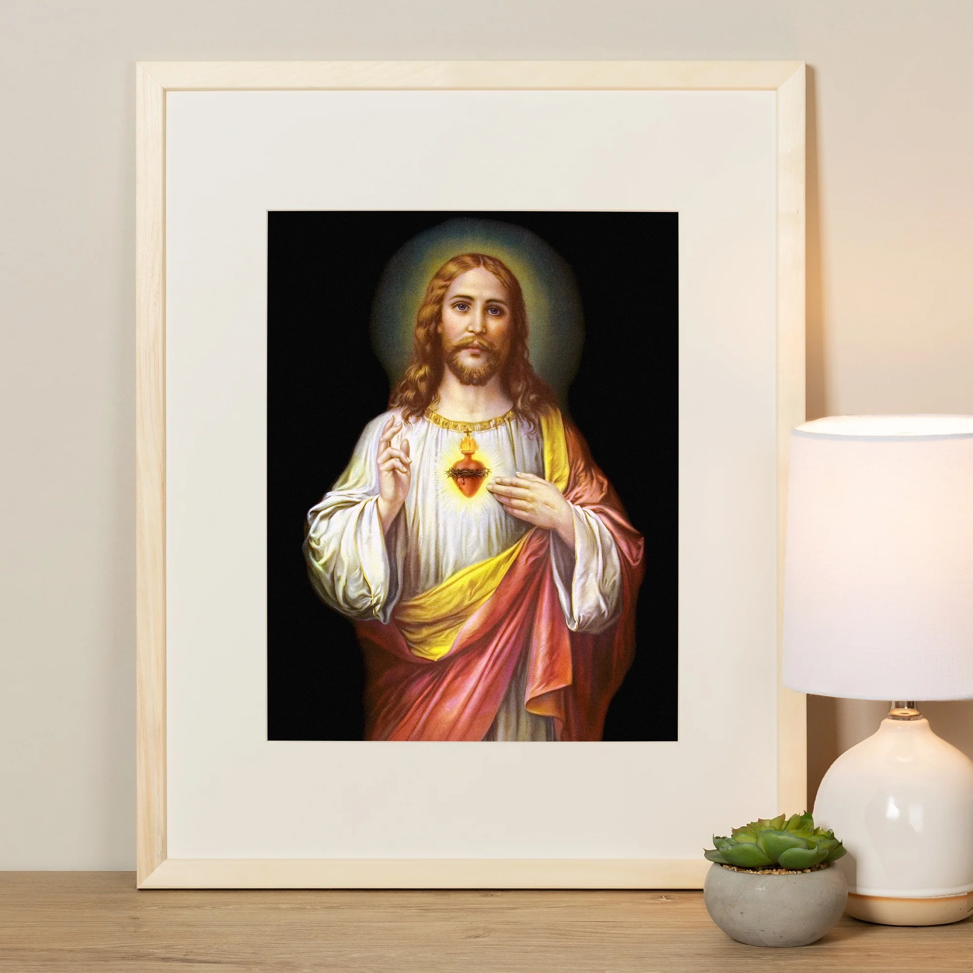 Large Sacred Heart of Jesus Framed Print - Image 5