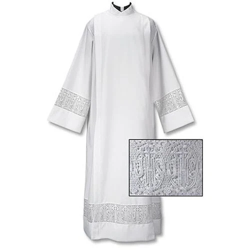 Latin Cross and IHS Lace Front Wrap Alb - Image 3