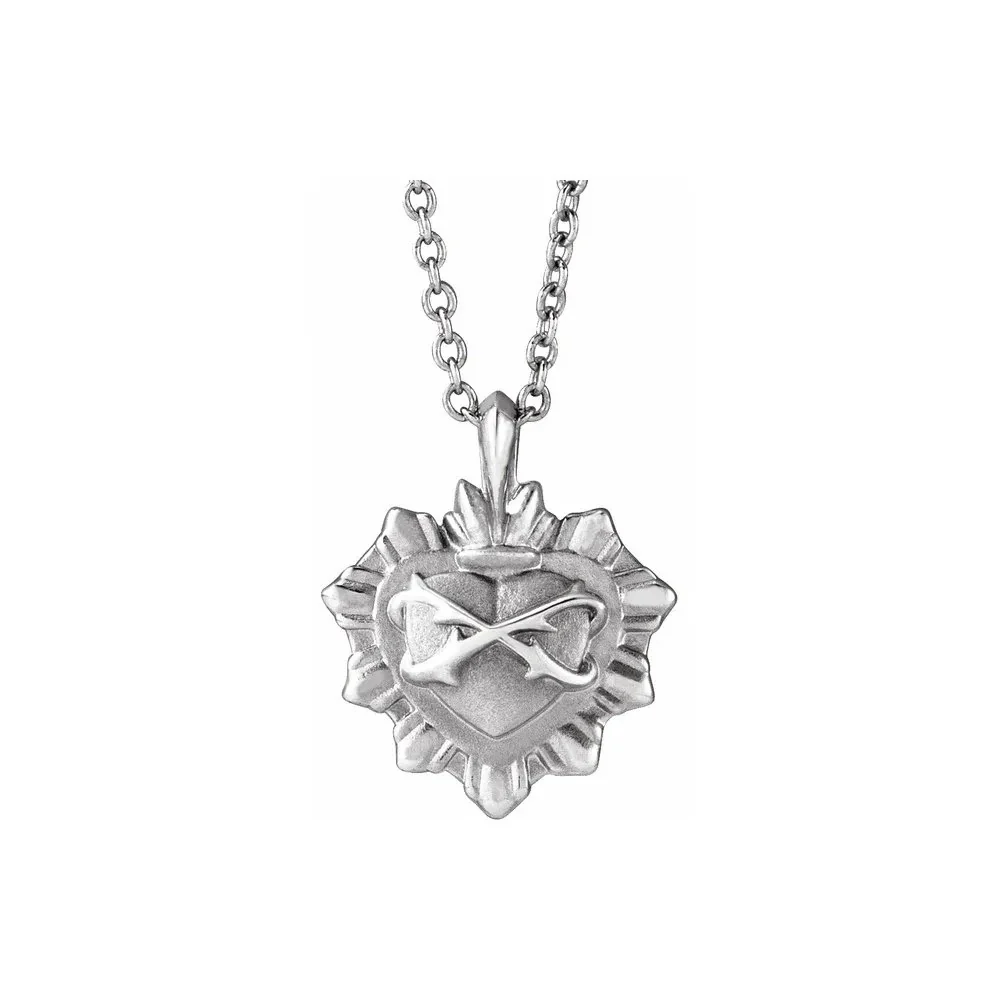 Layered Sacred Heart Devotional Necklace - 18" - Image 3