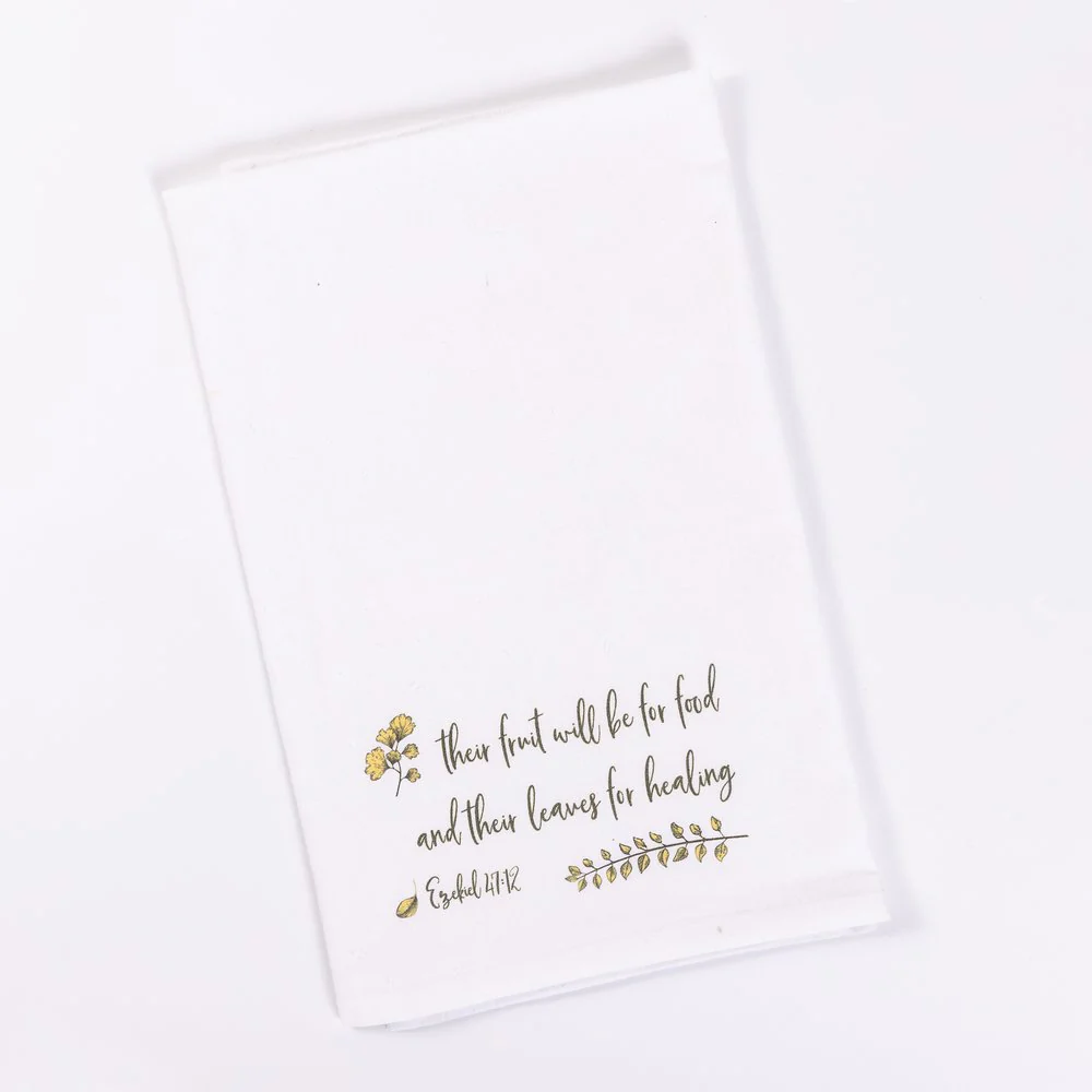 Leaves for Healing Flour Sack Dish Towel