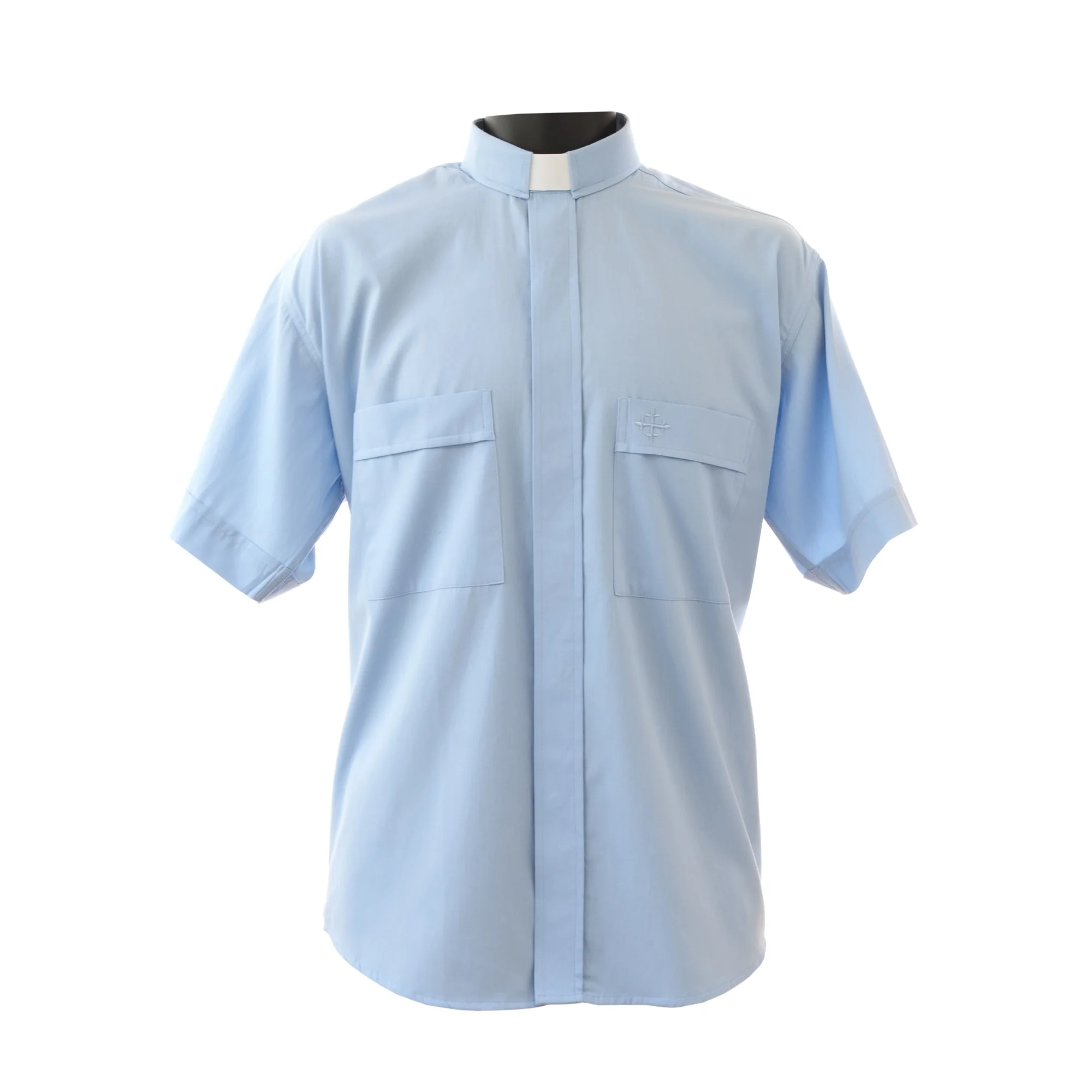 Light Blue Short Sleeve Clergy Shirt - Image 3