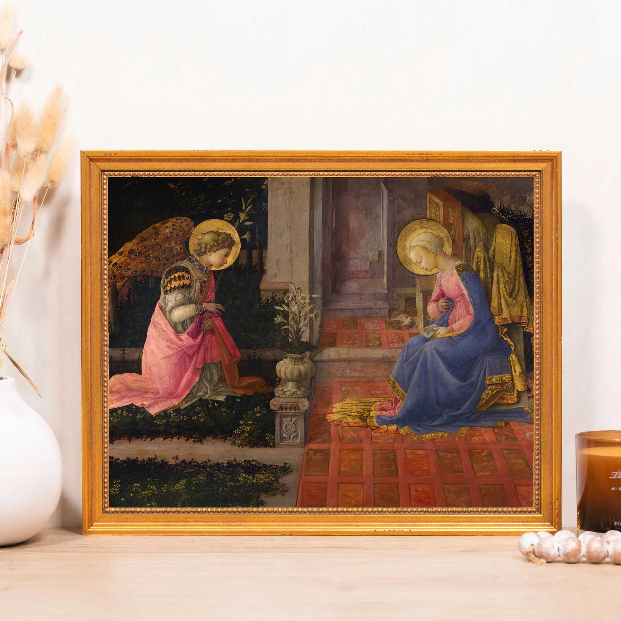 Lippi's Annunciation Framed Canvas - Sacred Classics Collection - Image 3