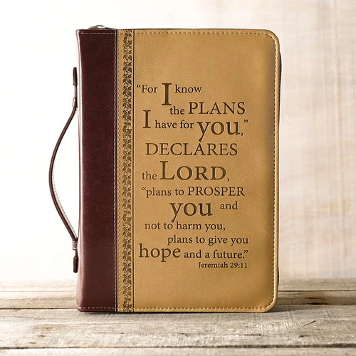 Lux Leather Bible Cover with Scripture Verse