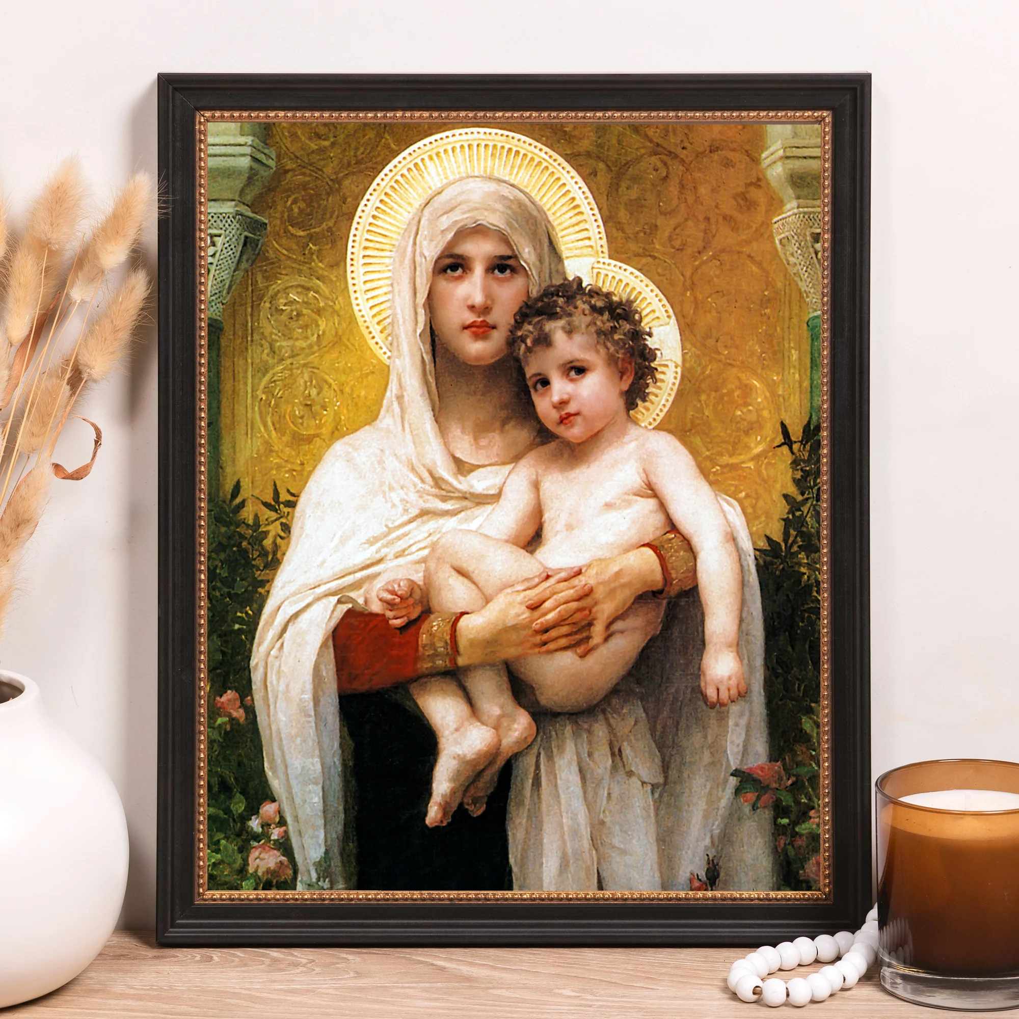 Madonna of the Roses Framed Canvas - Sacred Classics Collection - Image 10
