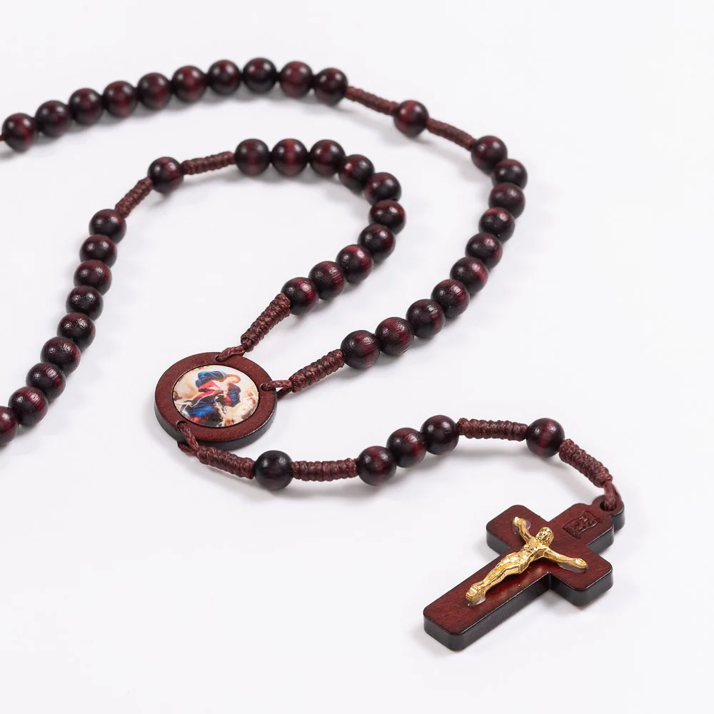 Mary Undoer of Knots Wood Rosary - Image 2