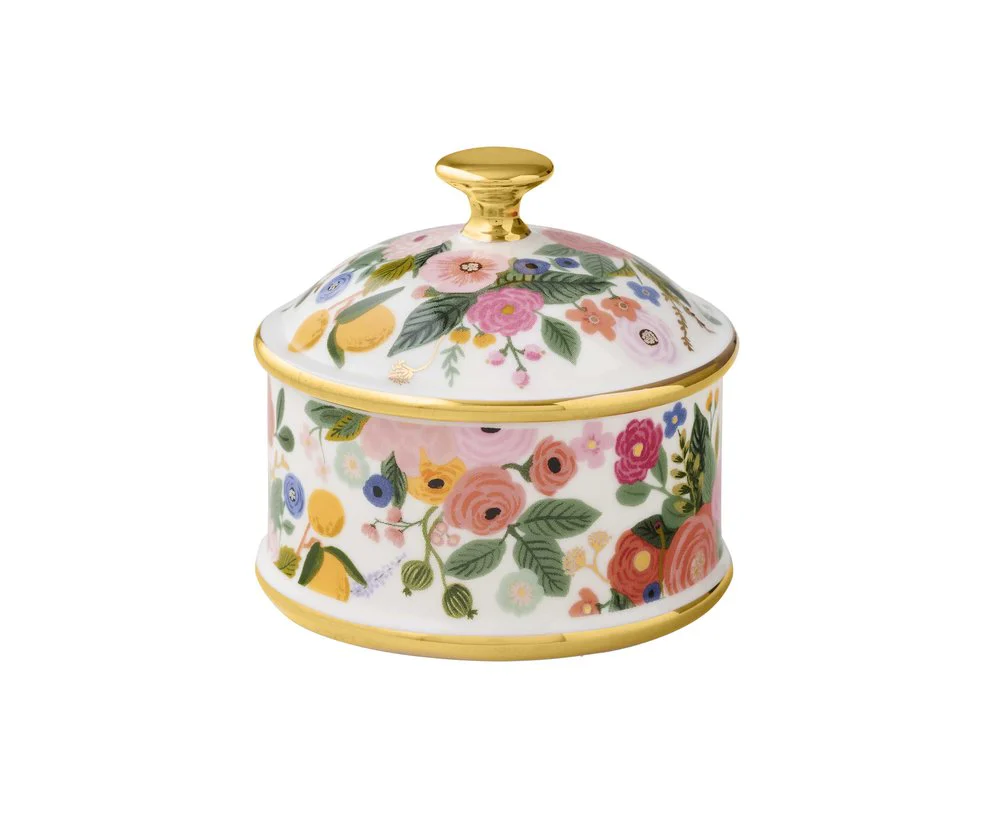 Mary's Garden Round Porcelain Lidded Rosary Box - Image 4