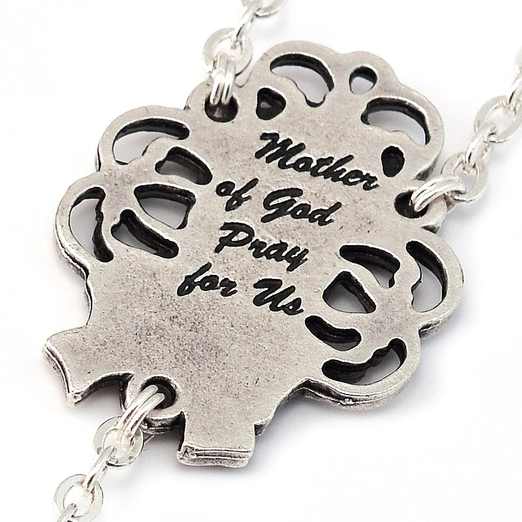 Mary's Motherly Love Turquoise & Silver Rosary - Image 3