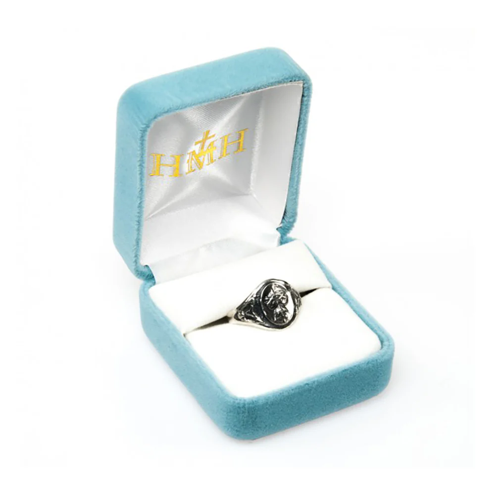 Men's or Women's Sterling Sacred Heart Signet Ring