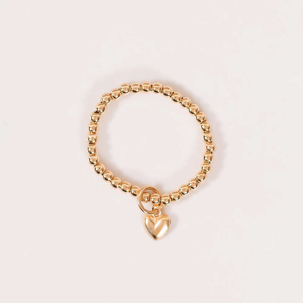 14 Kt Gold Filled Mini Heart Charm Ring Size 7/8