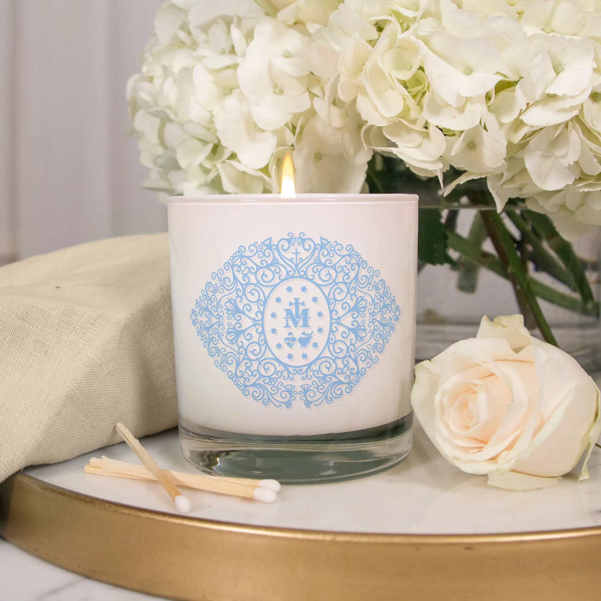 Miraculous Medal Filigree Candle