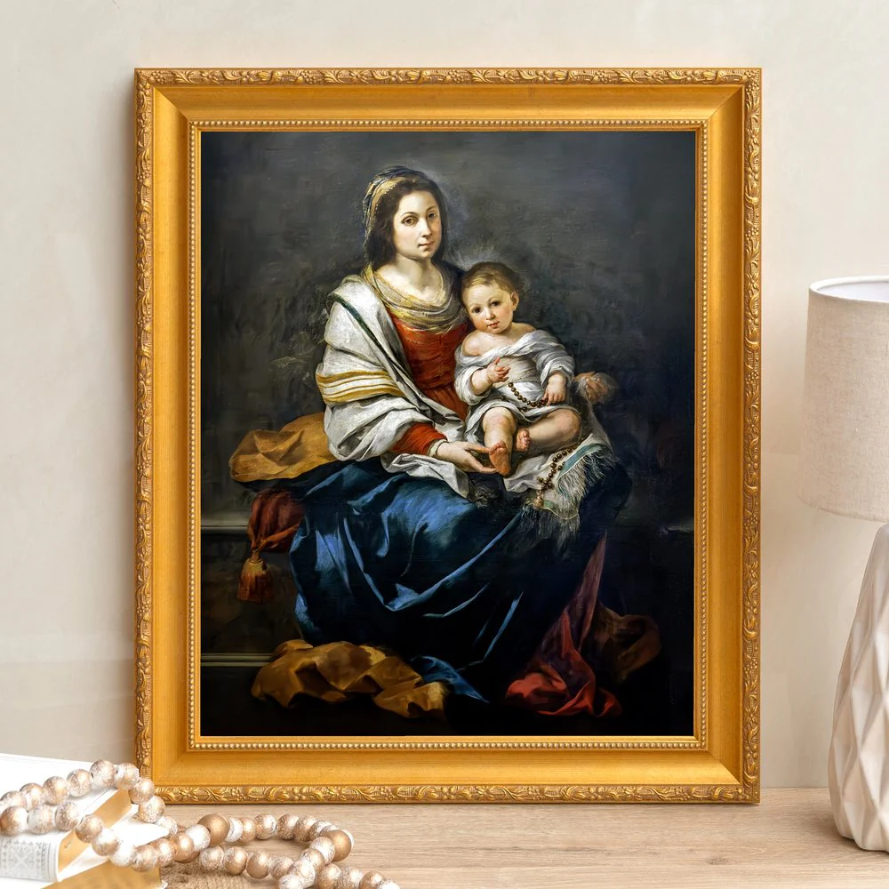 Murillo's Madonna of the Rosary Framed Canvas - Sacred Signature Collection - Image 4