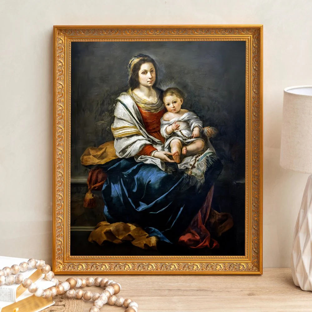 Murillo's Madonna of the Rosary Framed Canvas - Sacred Signature Collection - Image 7