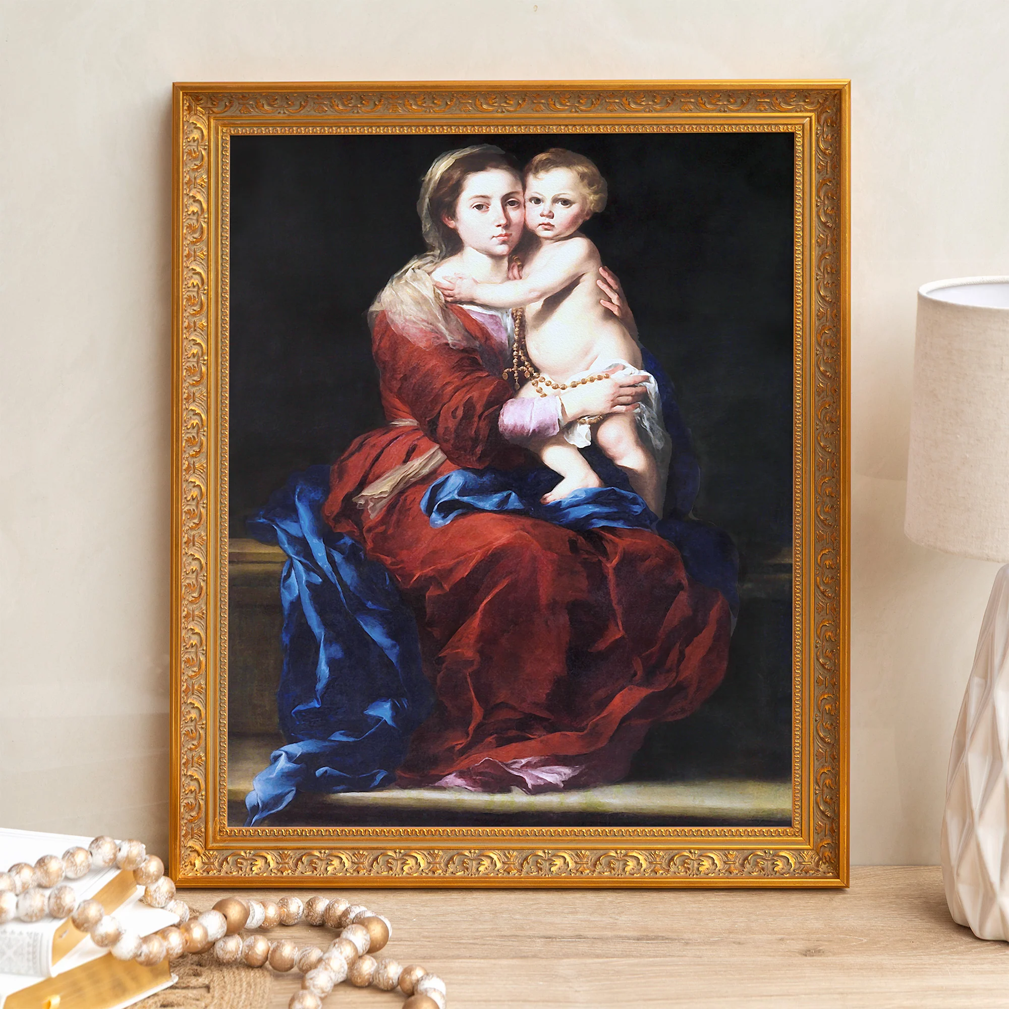 Murillo's Our Lady of the Rosary Framed Canvas - Sacred Signature Collection - Image 4