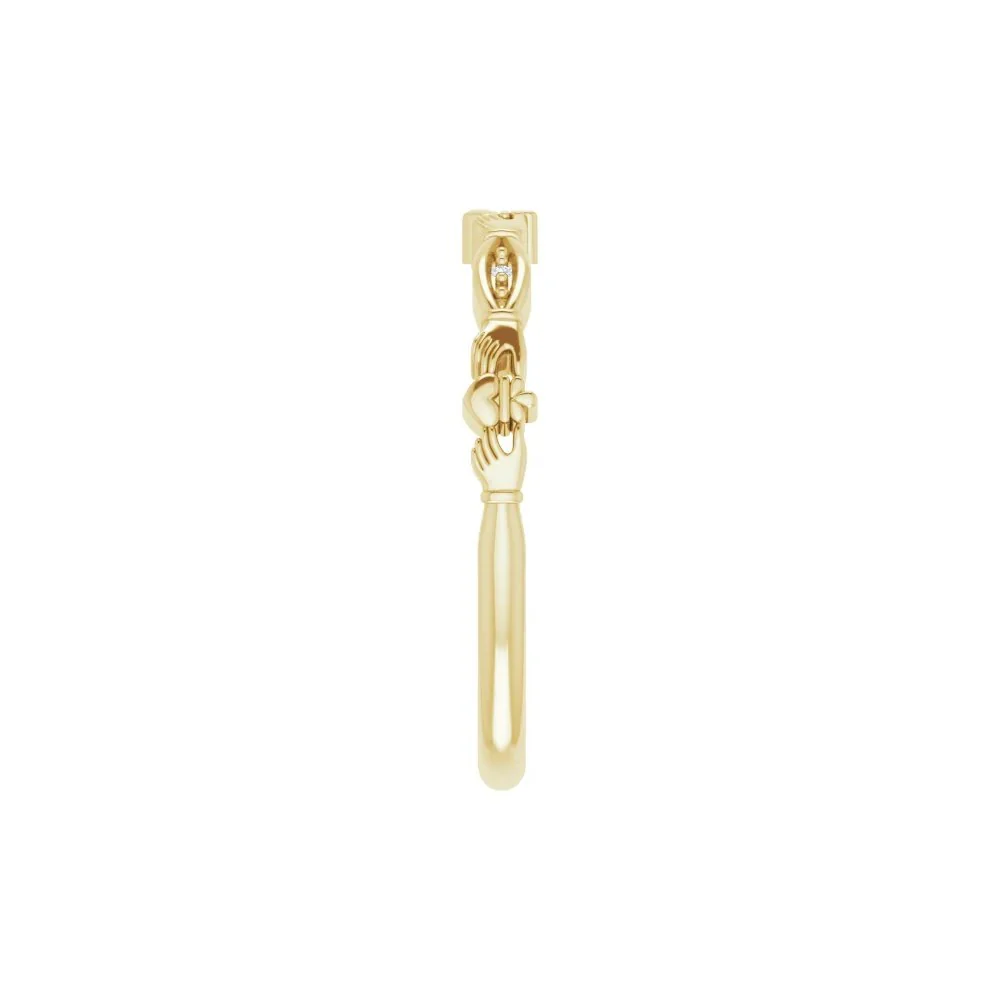 Natural Diamond Claddagh Ring - Image 4