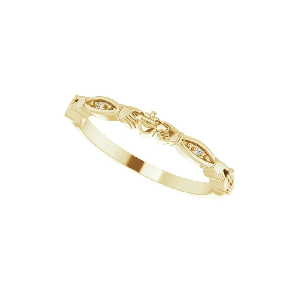 Natural Diamond Claddagh Ring - Image 5