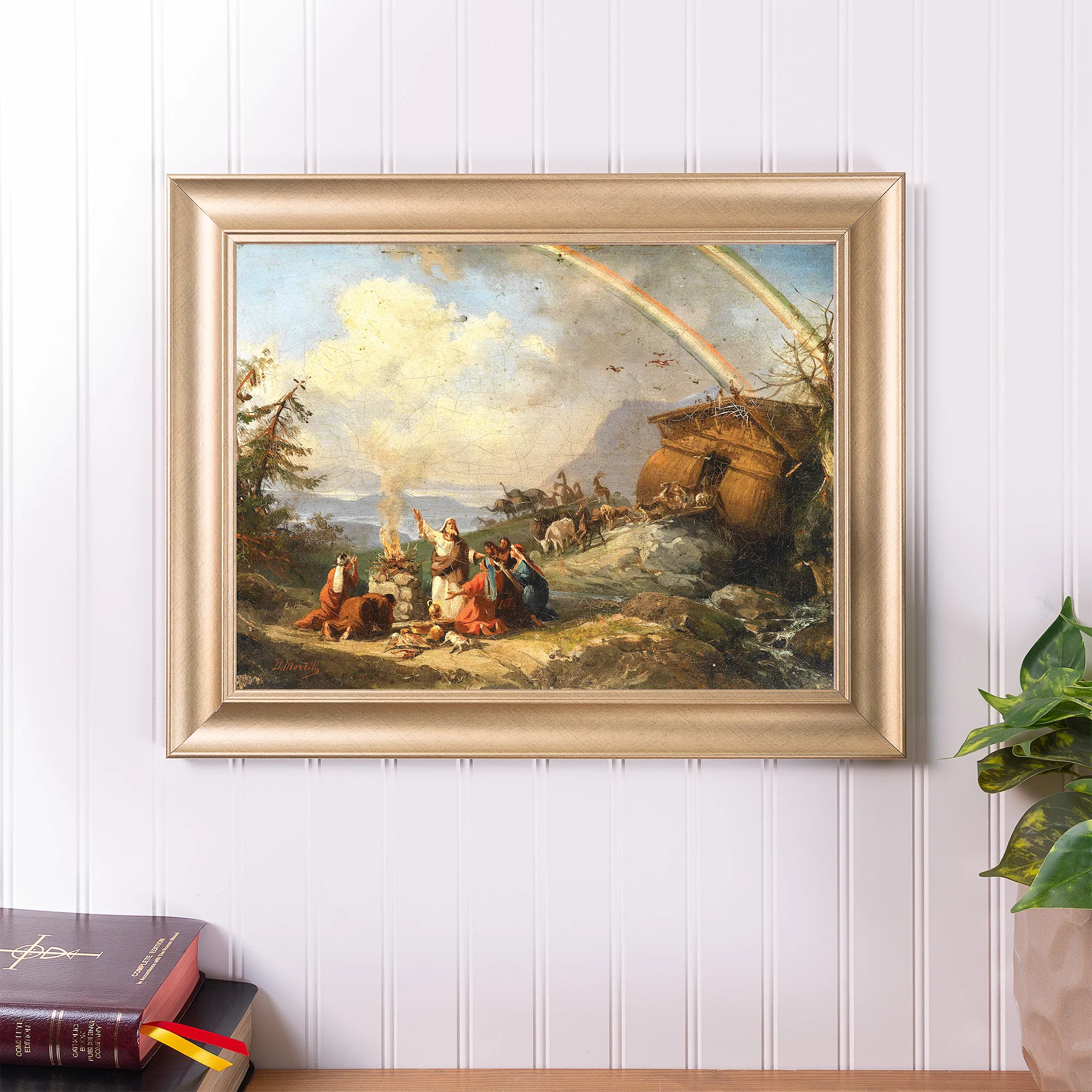 Noah's Prayer of Thanks Gold Framed Print - Multiple Sizes - Image 4