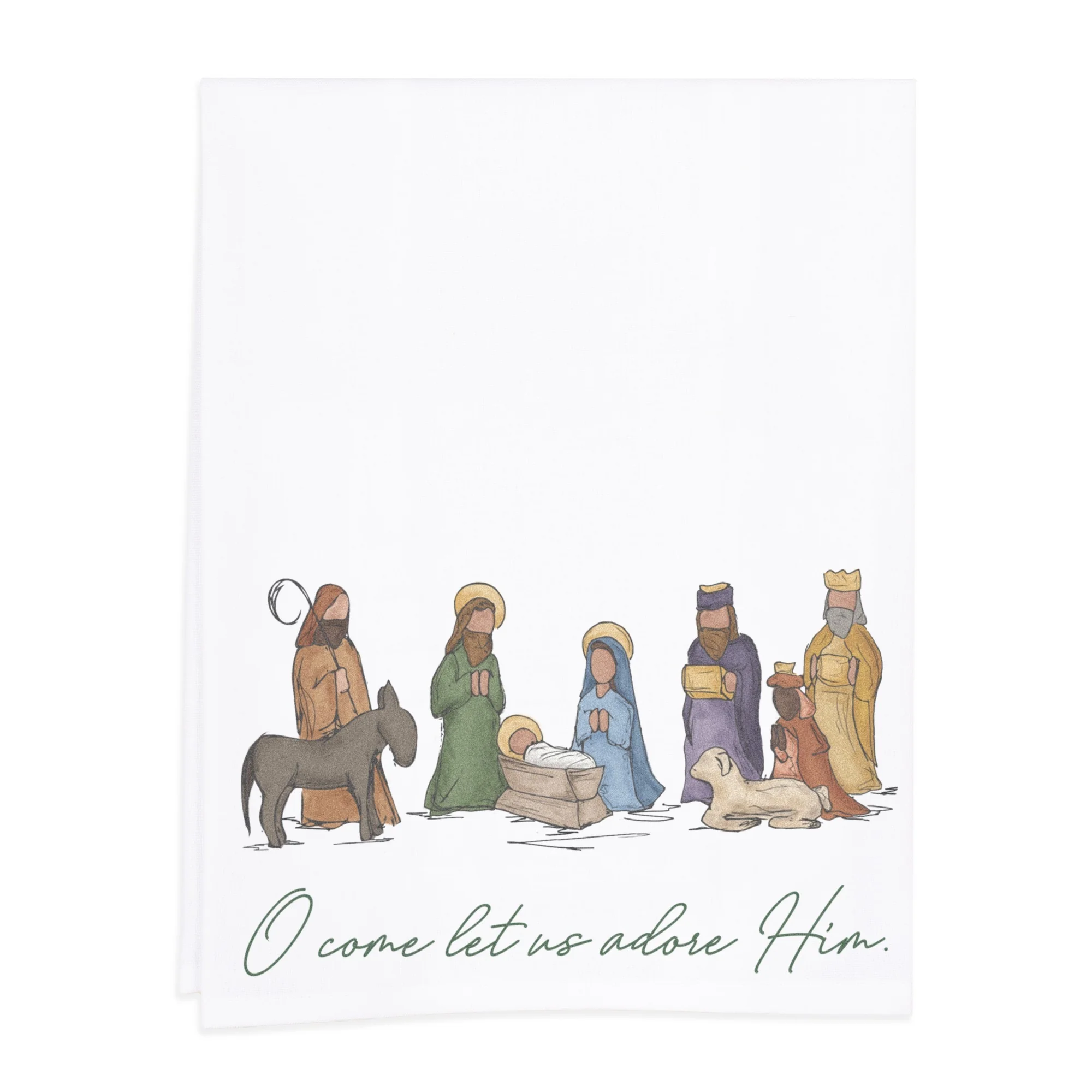 O Come Let Us Adore Him Dish Towel
