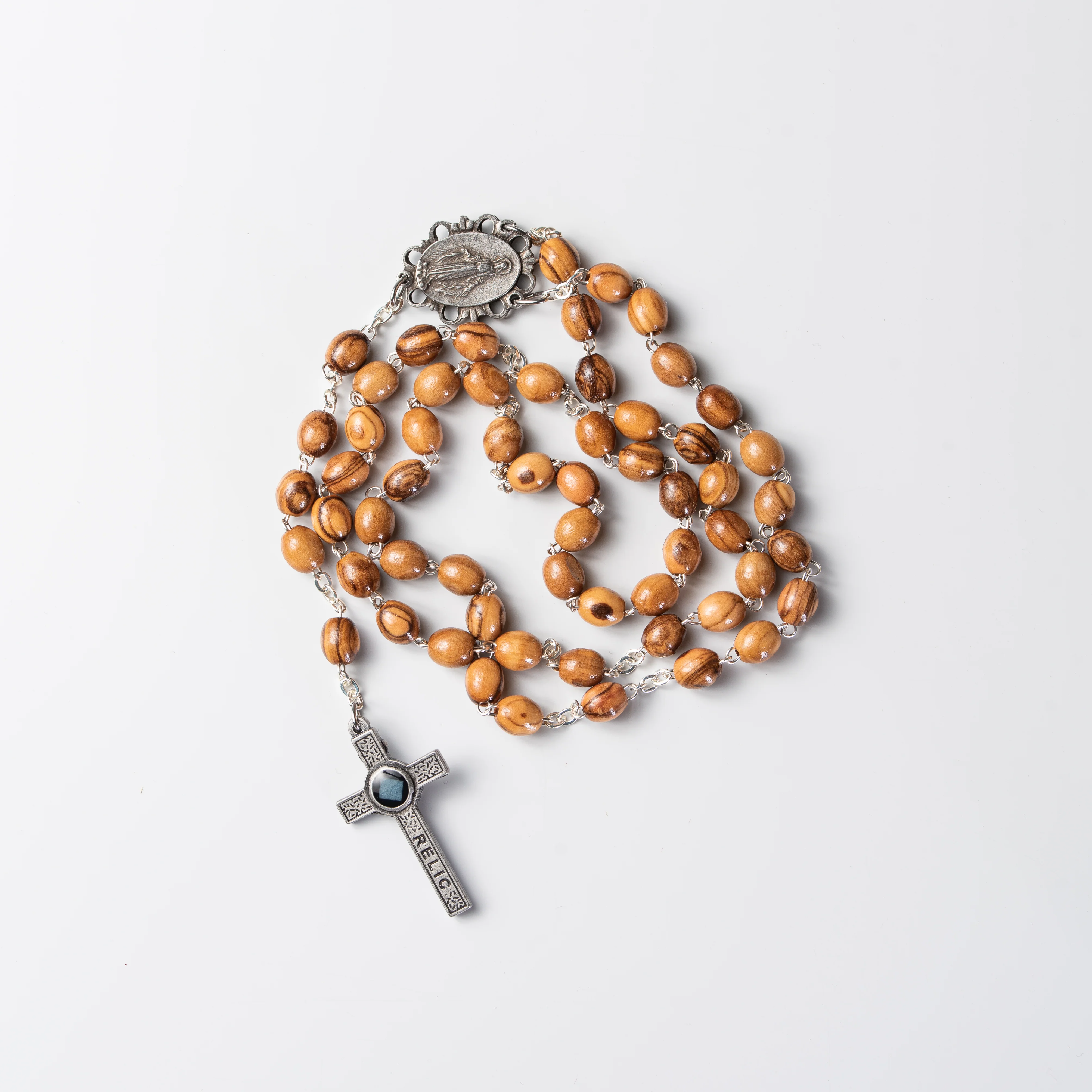 Olive Wood Rosary with Relic - Image 2
