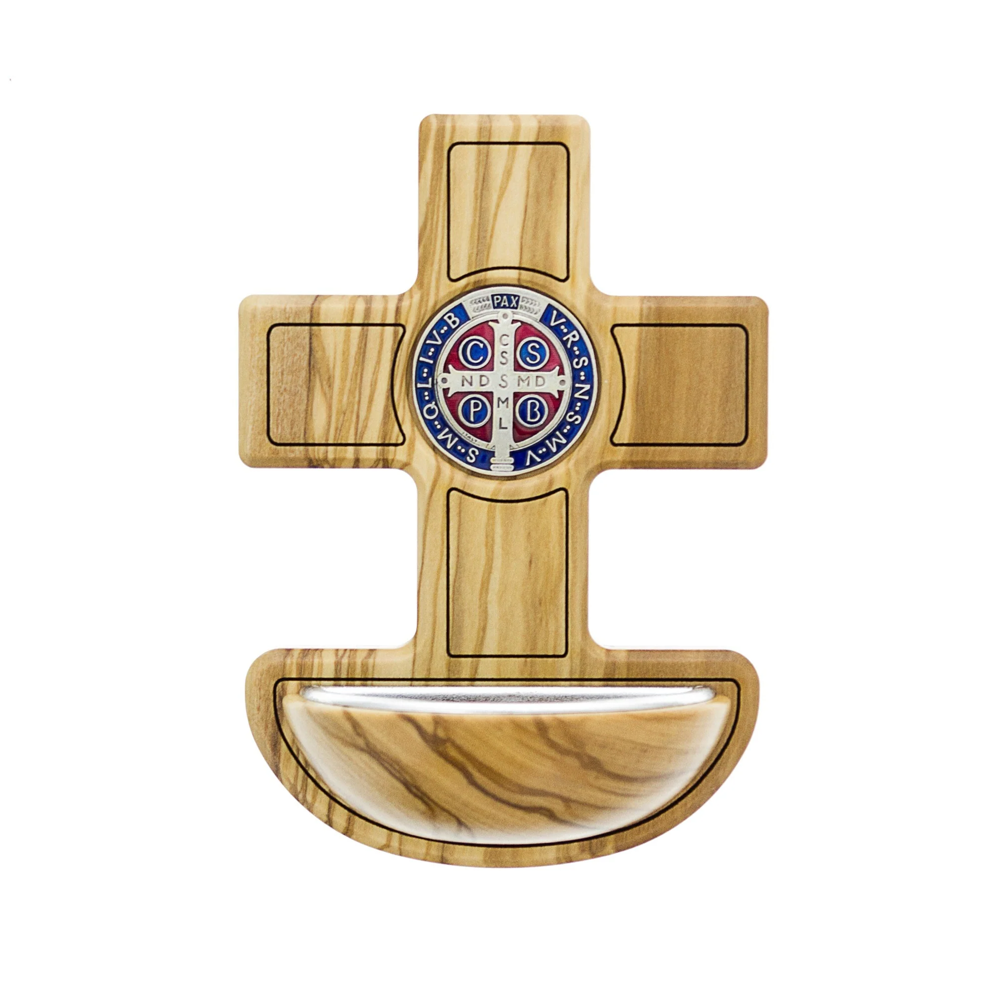 Olive Wood St. Benedict Font