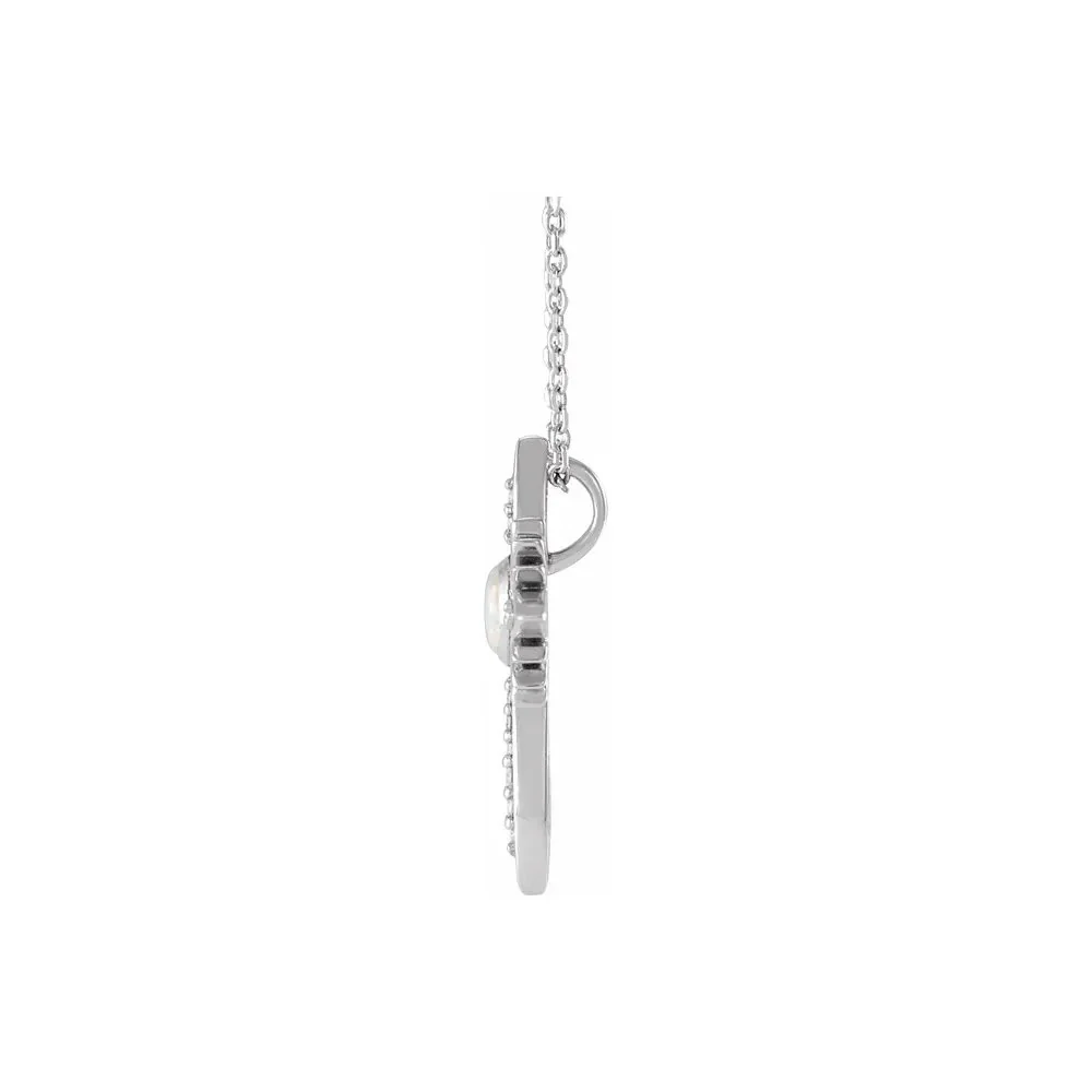 Opal & Natural Diamond Cross Necklace - 18" - Image 5