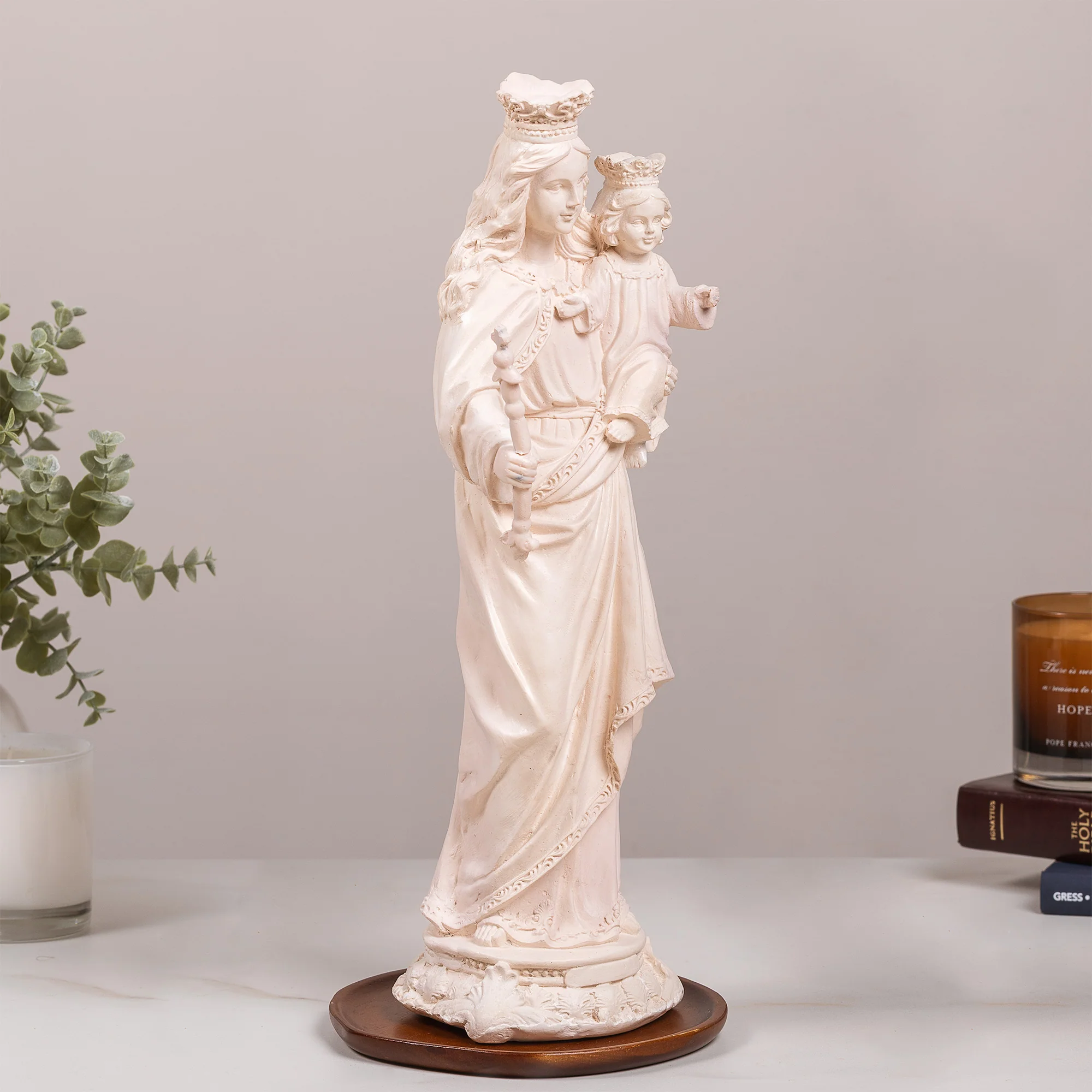 Our Lady Help of Christians Statue - White or Hand Painted - 16" - Image 3