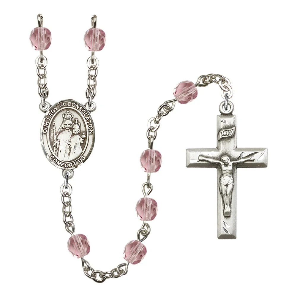 Our Lady Of Consolation Light Purple June Rosary 6mm