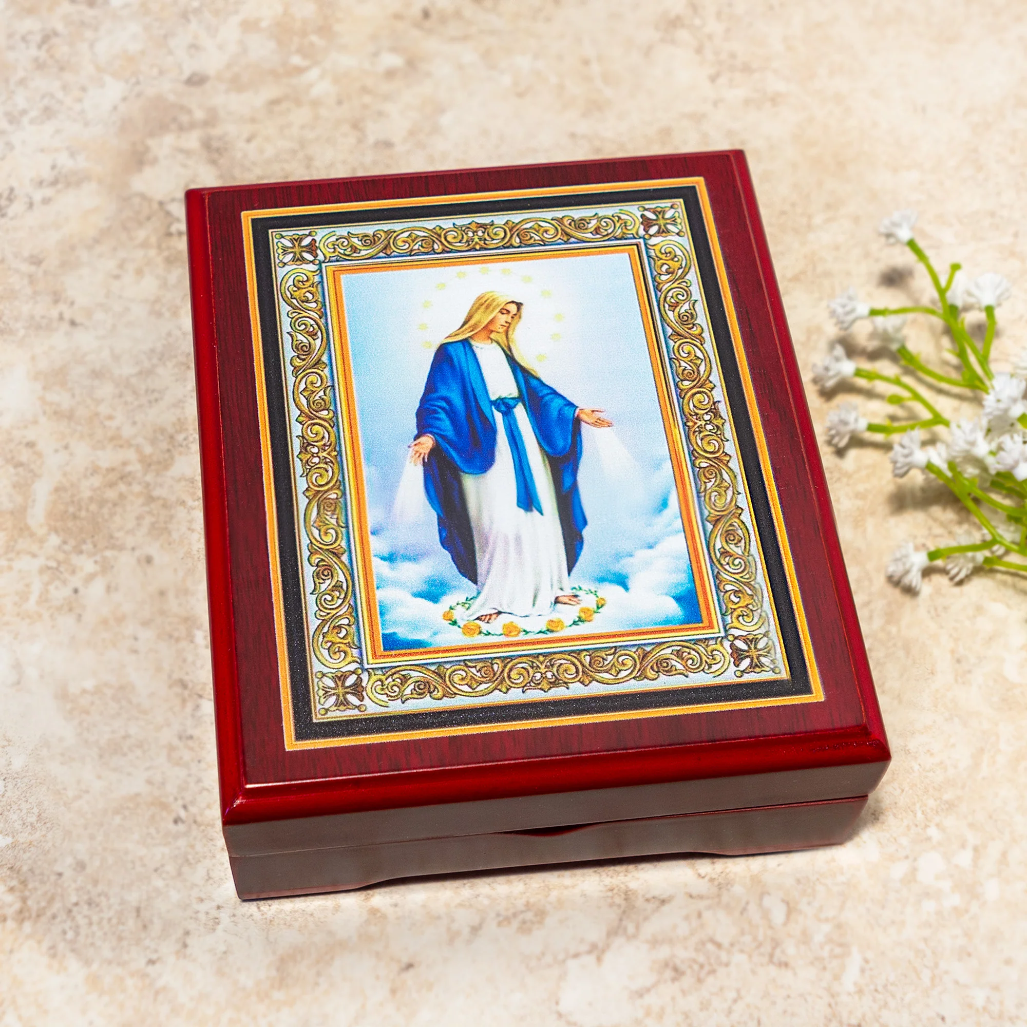 Our Lady of Grace Wood Keepsake Box