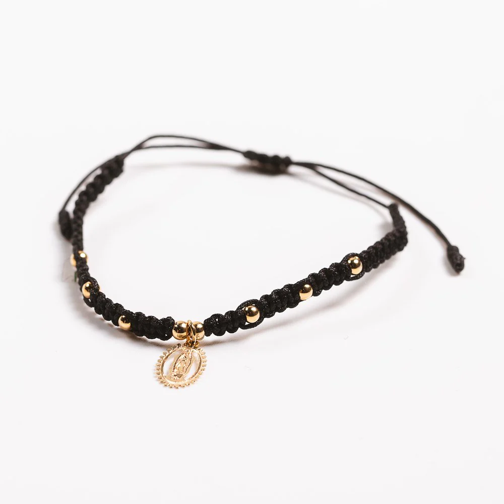 Our Lady of Guadalupe Adjustable Beaded & Corded Bracelet with Charms - Image 2