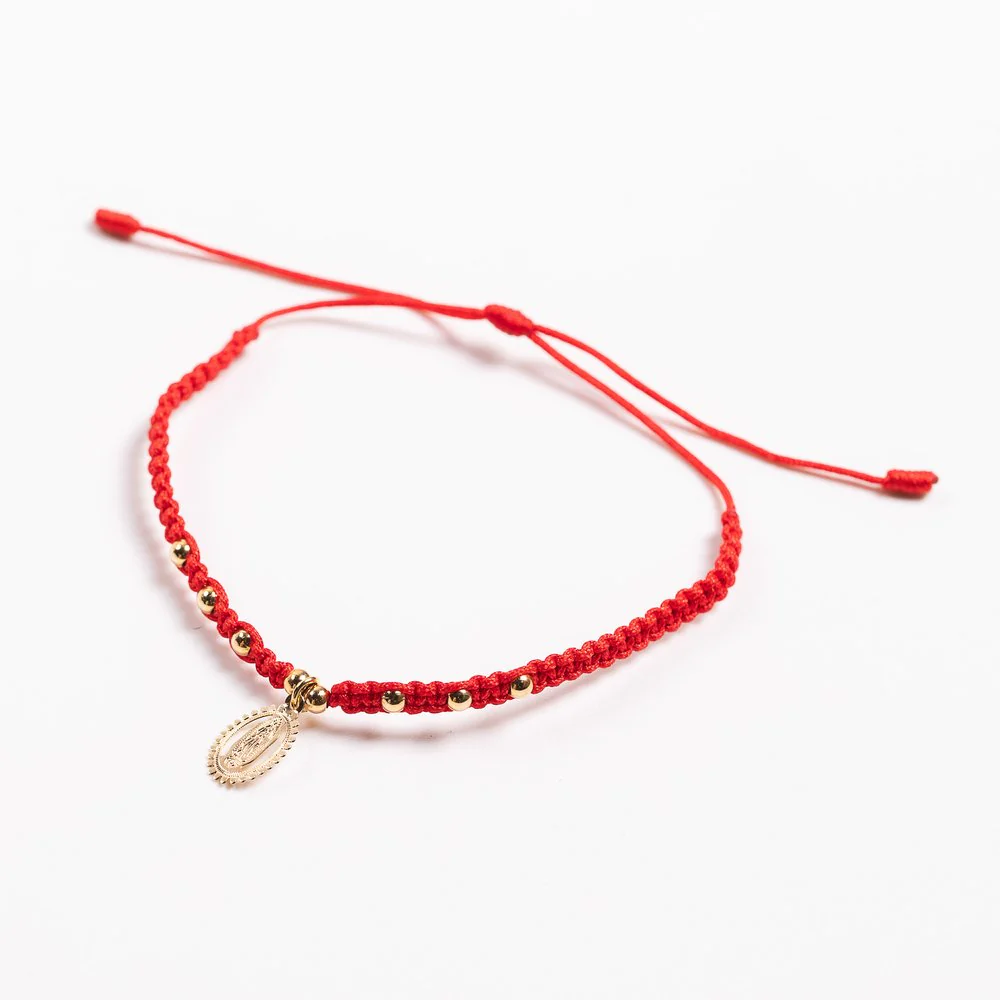 Our Lady of Guadalupe Adjustable Beaded & Corded Bracelet with Charms - Image 4
