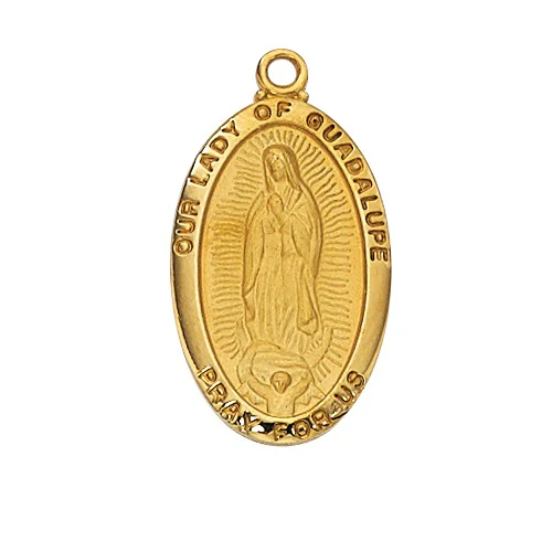 Our Lady of Guadalupe Gold or Sterling Silver Medal Necklace - 18" - Image 2