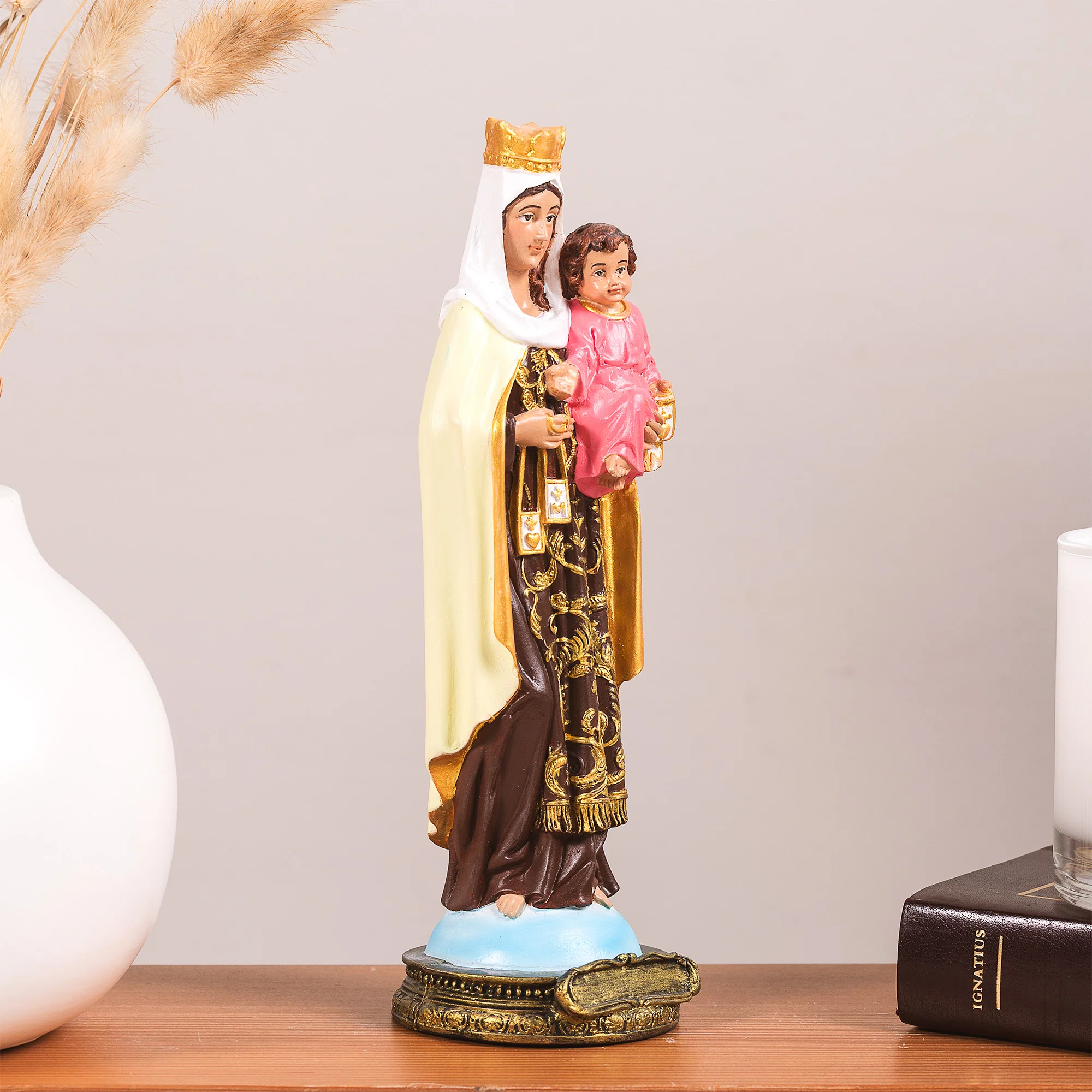 Our Lady of Mt. Carmel Statue - White or Hand Painted - 9" - Image 10