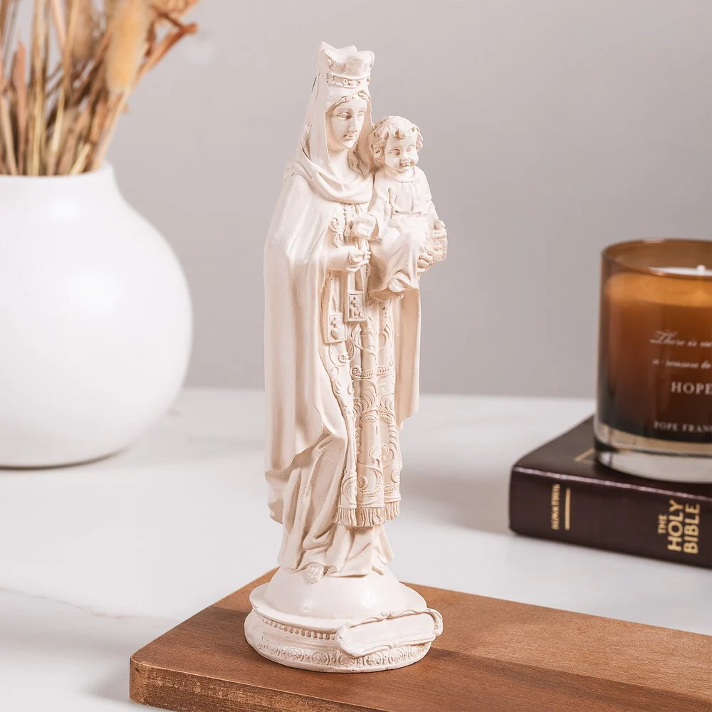 Our Lady of Mt. Carmel Statue - White or Hand Painted - 9" - Image 6