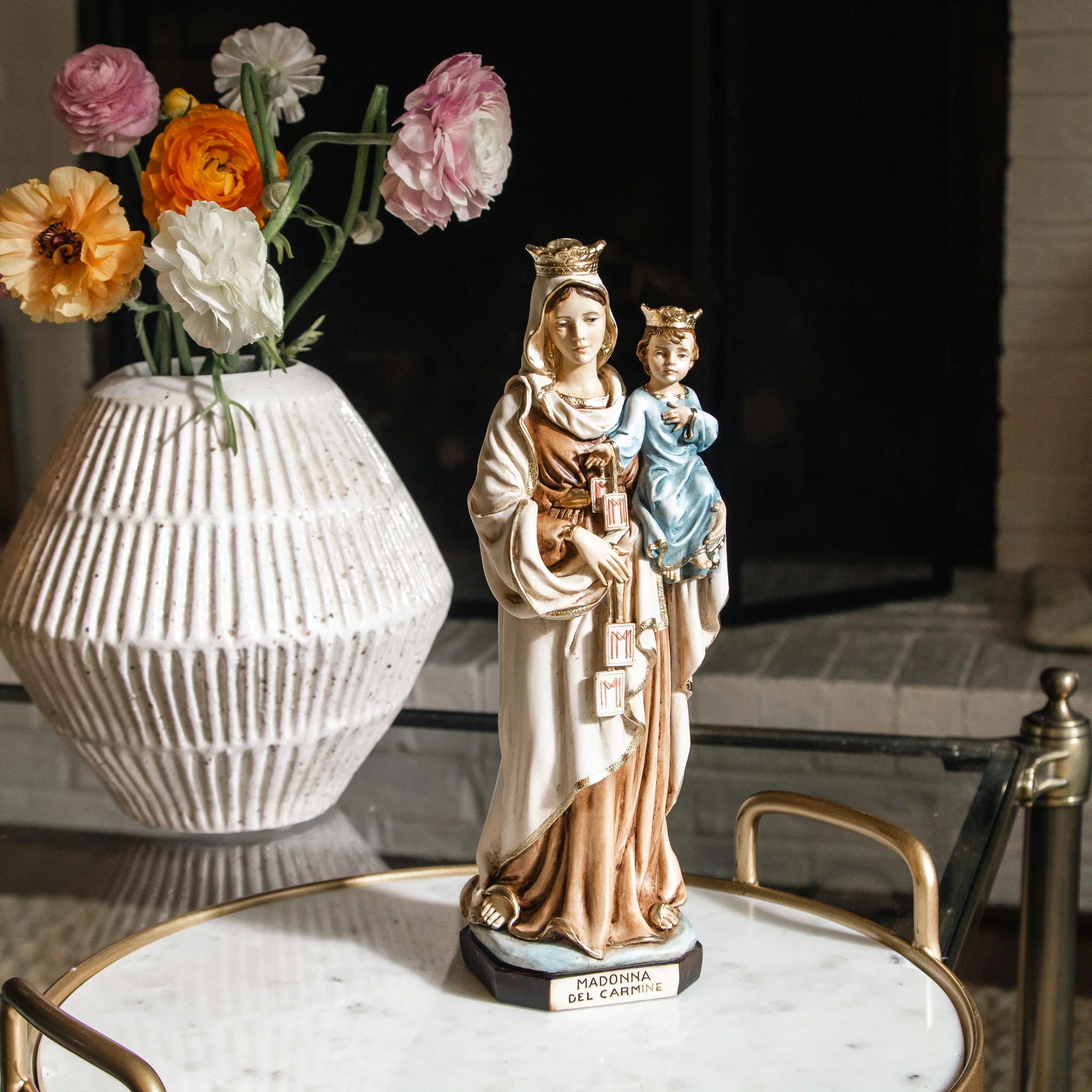 Our Lady of Mt. Carmel Vintage Look Statue - 12" - Image 2