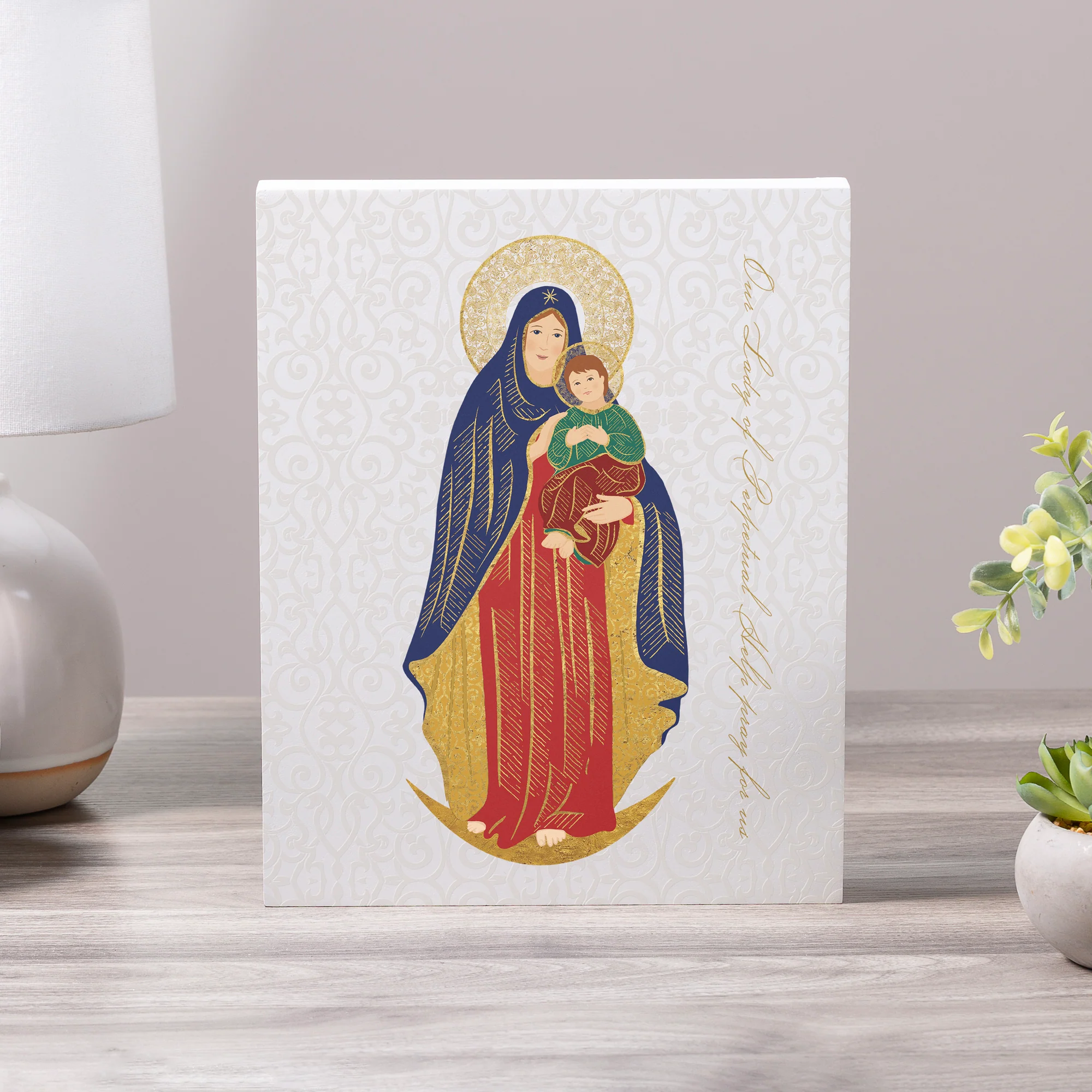 Our Lady of Perpetual Help Toile Art Plaque - 8" x 10"