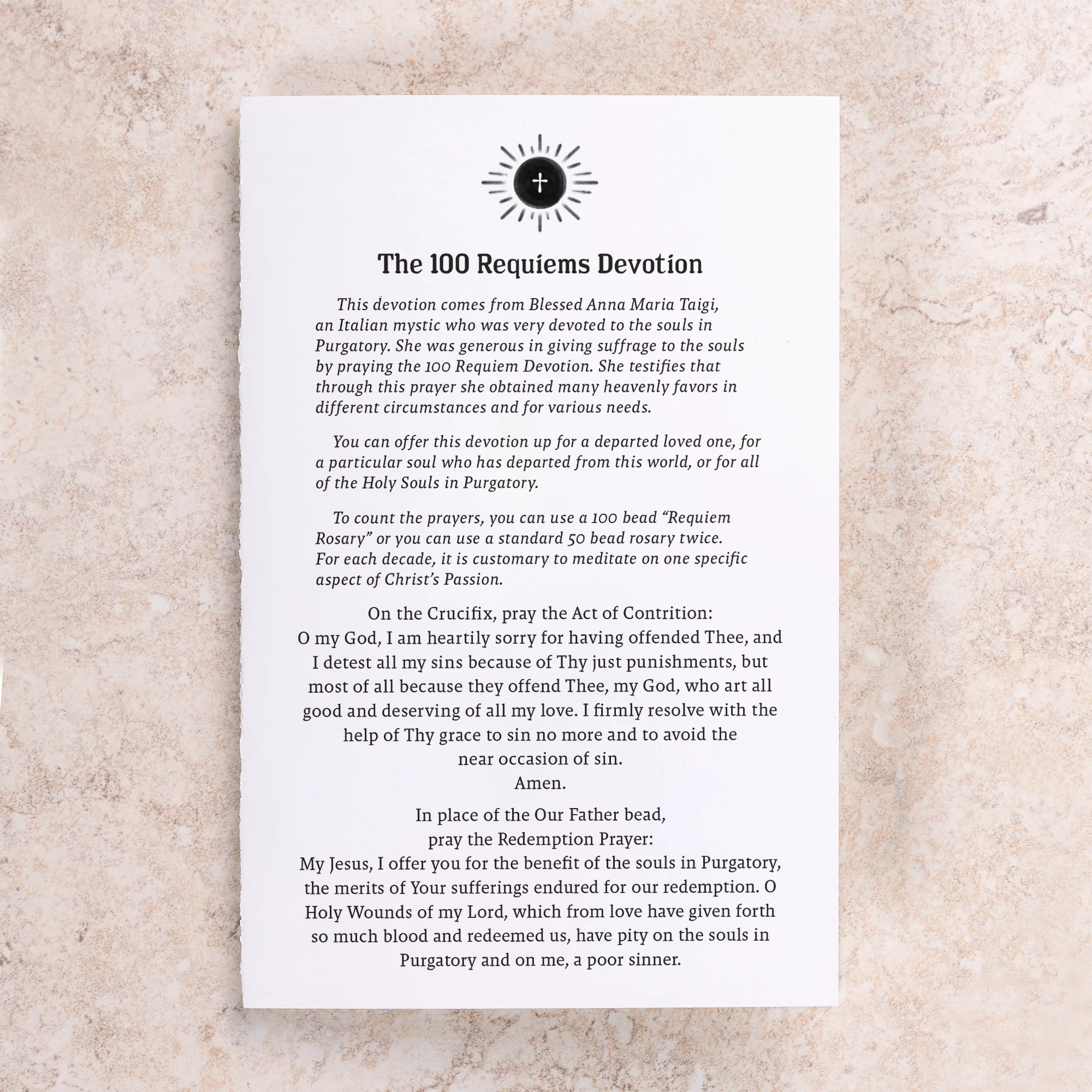 Pearl Roses 10 Decade 100 Requiem Rosary & The 100 Requiems Devotion Prayer Card Gift Set - Image 3