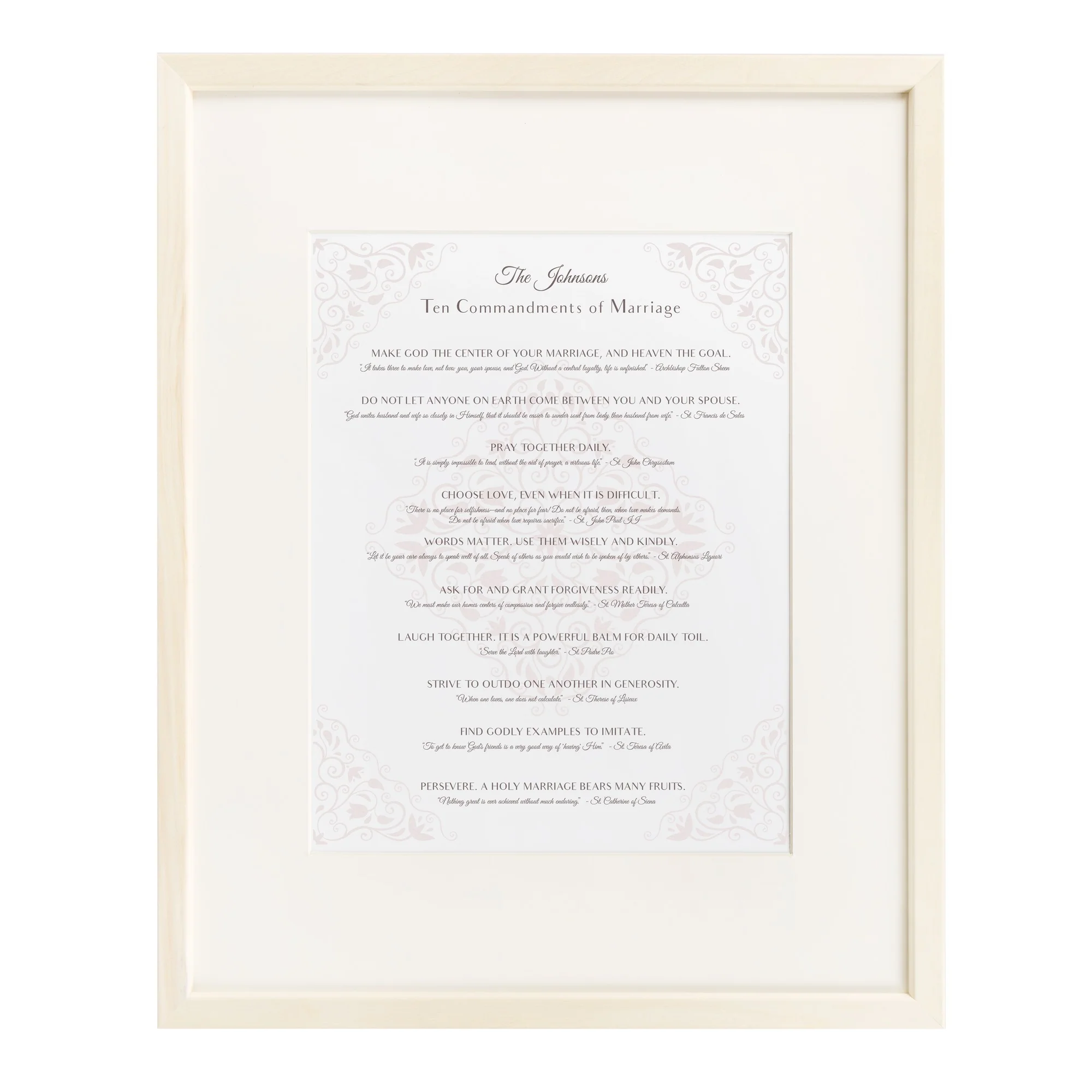 Personalized 10 Saintly Commandments for Marriage 16x20 Framed Print - Image 2