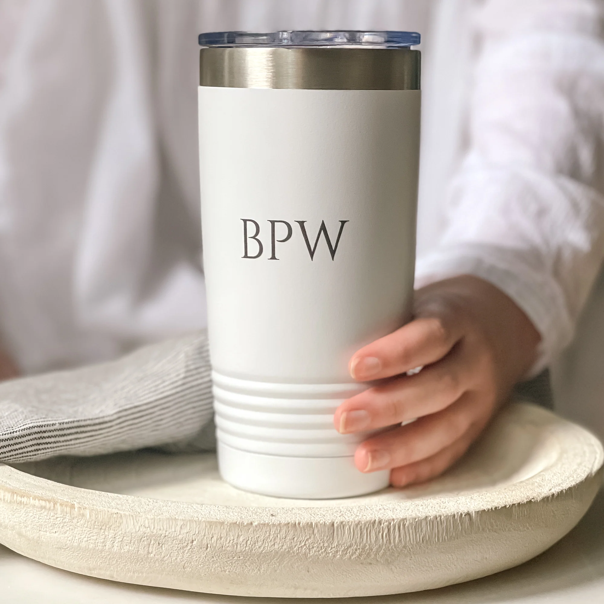 Personalized 3 Hearts White 20 oz. Tumbler - Image 2